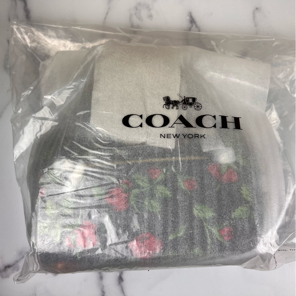 NWT Coach Rowan Satchel In Signature Canvas With Fairytale Rose Print - Picture 6 of 13